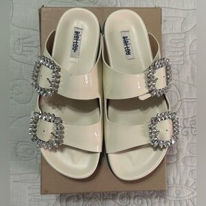 NEW Bibi Lou Crystal Buckles Bibi Lou Rose 38 Off White Cream Anthropologie